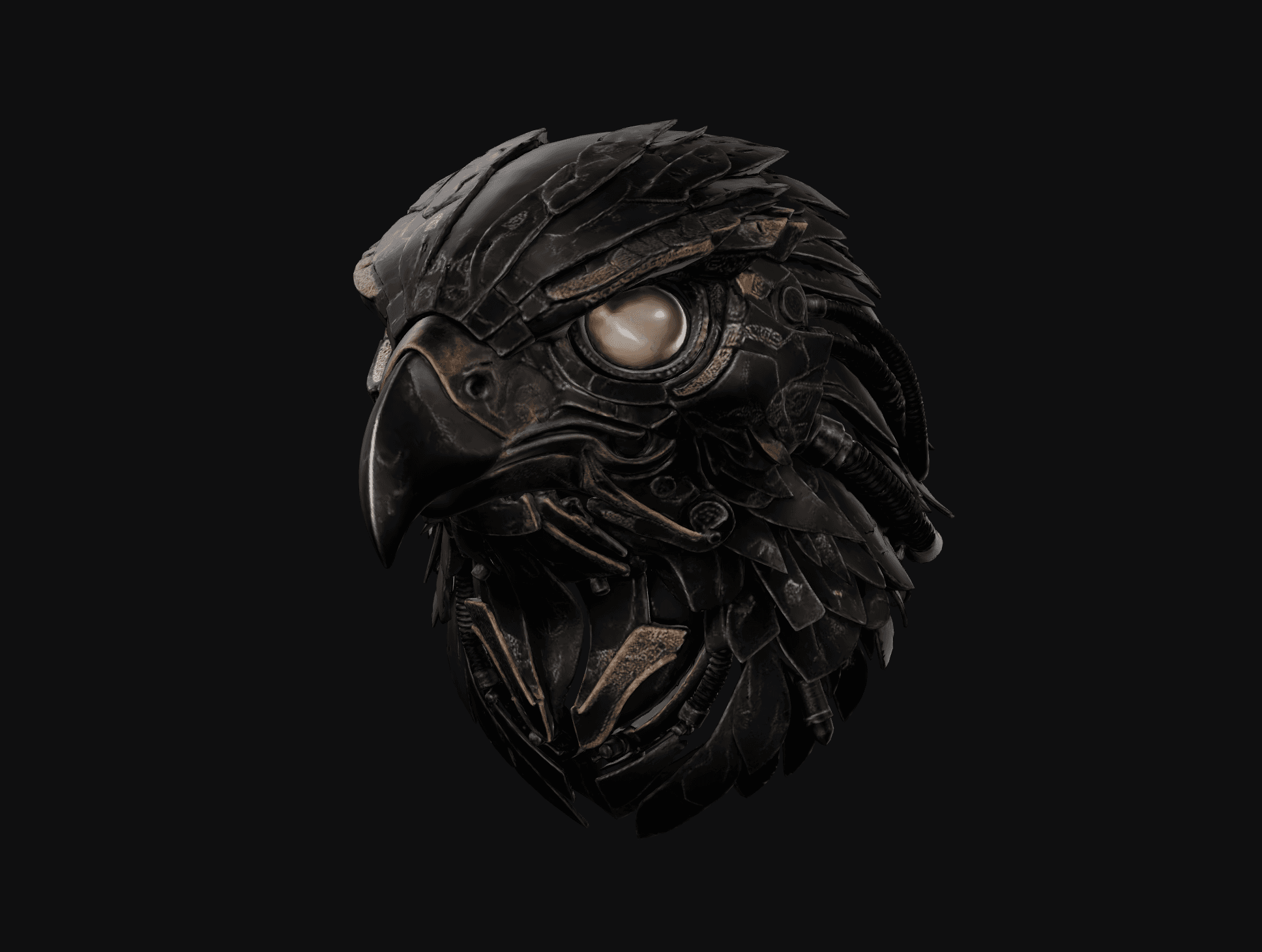 AI-generated 3D mechanical eagle head